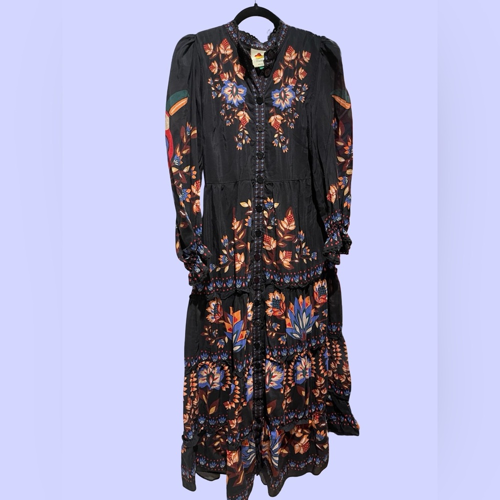 FARM Rio Floral Black Maxi Dress -M